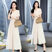 职业连体裤女2024夏季新款时尚高端名媛气质女神范收腰显瘦阔腿裤，女装连体裤，韩美纤衣