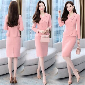 时尚气质两件套职业装女装秋装新款修身显瘦西装外套包臀裙套装,女装套装/套裙,芭米依尚