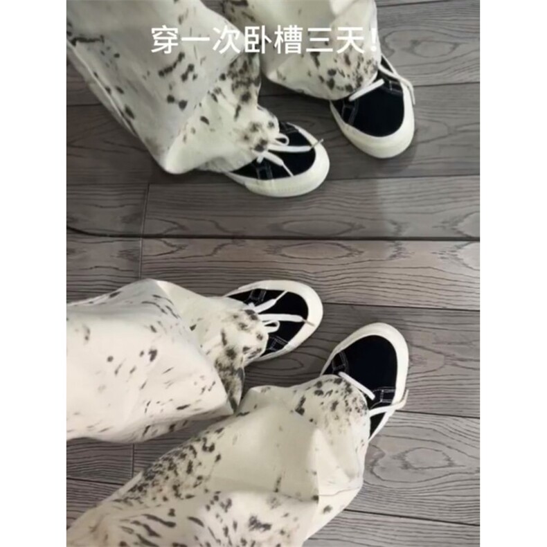【网图有货】白色豹纹牛仔裤男女美式复古hiphop裤子BK01LL-特P52,男装牛仔裤,星座1007（原301D）