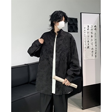 新中式潮衬衫男长袖文艺帅气百搭宽松2024秋季ins外套CY957-P43，男装衬衫，星座412-3
