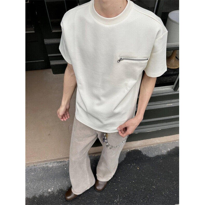 TXD96LL-特P36cleanfit重磅美式拉链短袖男高级感t恤,男装T恤,星座1007（原301D）