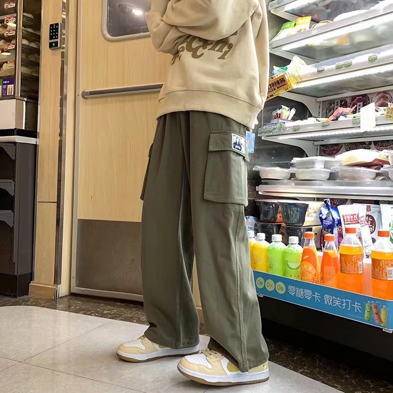 日系大口袋工装裤男韩版潮牌宽松青少年大码工装裤A524P35,男装休闲裤,星座1116-2