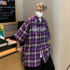 衬衫男韩版潮流短袖字母衬衫高街帅2023夏季新款ins外套CY362-P34，男装衬衫，星座412-3