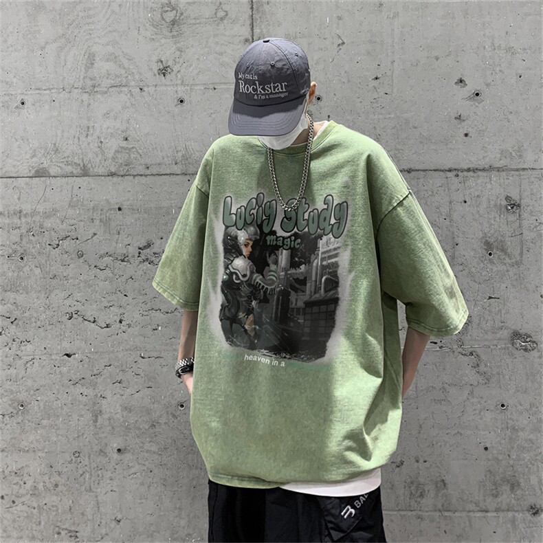 TX10夏季新款美式做旧宽松水洗T恤,男装T恤,星座517A-6