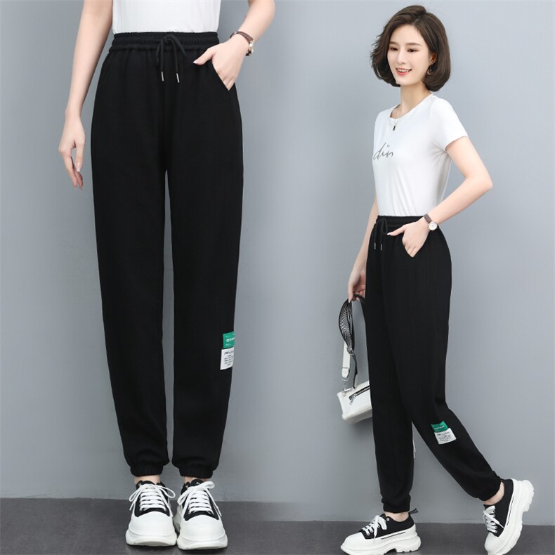 长期现货，运动裤女秋季新款宽松休闲裤2022新款纯色显瘦长裤,女装休闲裤,涵誉