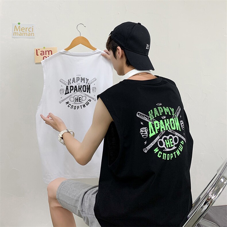 无袖t恤男休闲宽松潮牌外穿ins坎肩马甲篮球背心2881/P25,男装背心/马甲,星座1506-1
