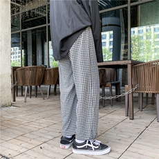 A114-P48可束脚格子裤男休闲裤男士大码哈伦裤男直筒裤，男装休闲裤，电商A040