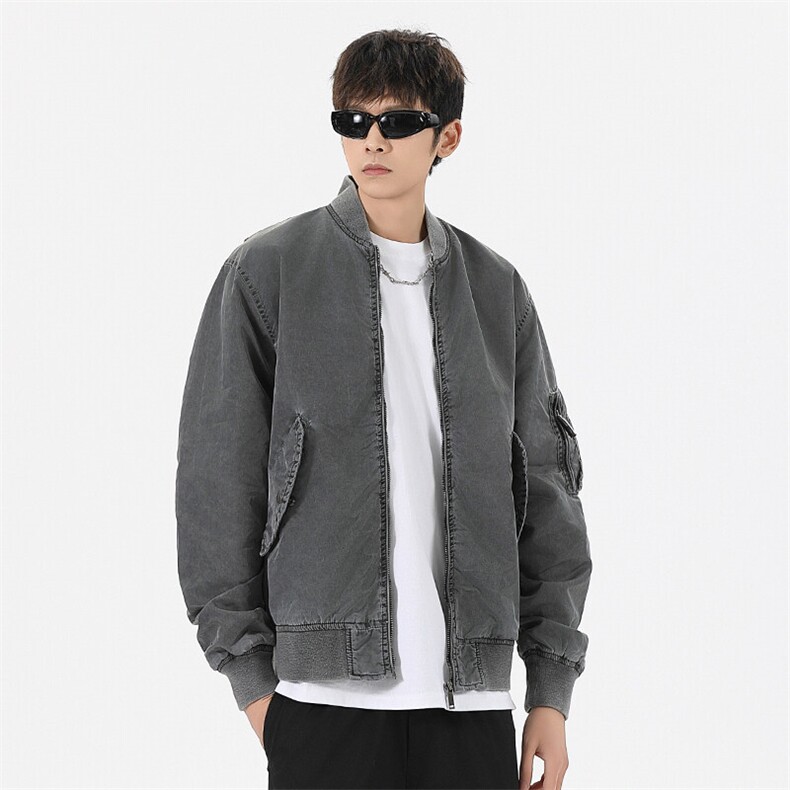 美式复古做旧开拉链衫外套宽松棒球服夹克A436-0627-P115158,男装夹克,电商A436