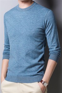 BJY0865冬季新款男士圆领毛衣针织打底衫男装保暖P50图片