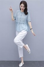 棉麻套装女装2025年夏季新款大码显瘦洋气时尚休闲亚麻两件套裤潮，女装套装/套裙，凝聚力
