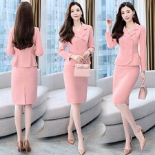 时尚气质两件套职业装女装秋装新款修身显瘦西装外套包臀裙套装，女装套装/套裙，芭米依尚
