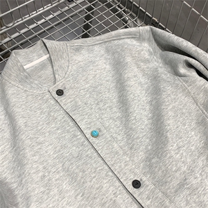 420克重磅棒球领纯色宽松休闲慵懒感上衣外套男女W4686-特价P58图片