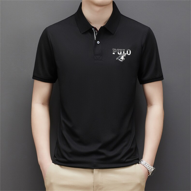 绣标POLO衫短袖中年夏季商务休闲经典纯色打底衫男士时尚翻领上衣,男装Polo衫,电商B212（原钱塘6029）