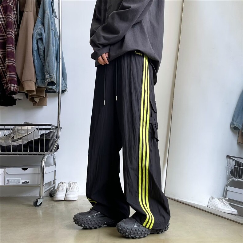 条纹工装裤男同款夏季高街运动裤直筒休闲裤子速干KG12,男装休闲裤,星座1116A-1（原606A）