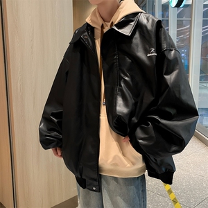 港风复古机车服皮夹克男秋季韩版潮流宽松休闲百搭外套 W7925-P58图片