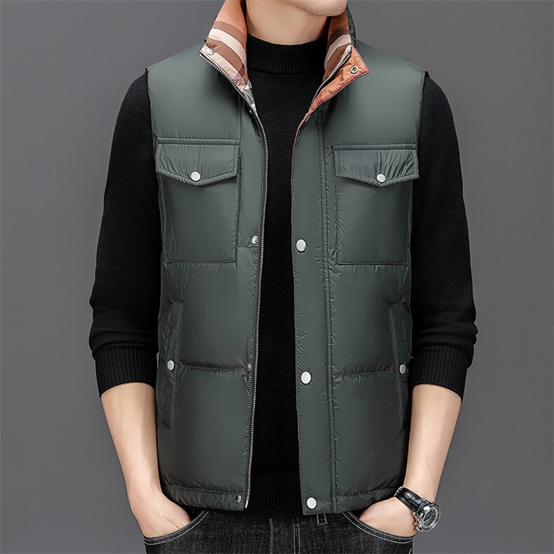 BZW6901钱塘2020-2新款时尚休闲冬季厚款中年男士羽绒服马甲P160,男装羽绒服,钱塘207-2