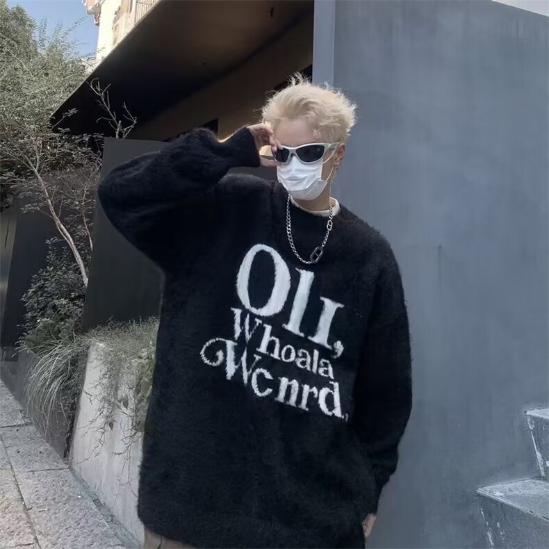 毛绒绒针织衫男女衣服美式街头慵懒衣上风绒毛秋冬M5615-P60,男装针织衫/毛衣,星座1109-3