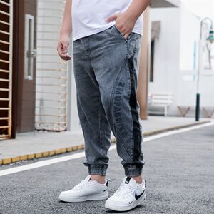 M-9XL男春秋大码弹力刺绣束脚牛仔裤5032-1_209,30到35岁成熟男士穿搭男秋套装图片