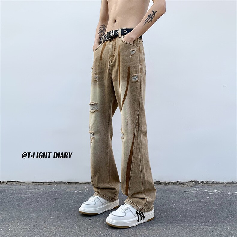 B221 美式ins高街小众个性男女破洞牛仔裤 LK23001-P65 控88图片