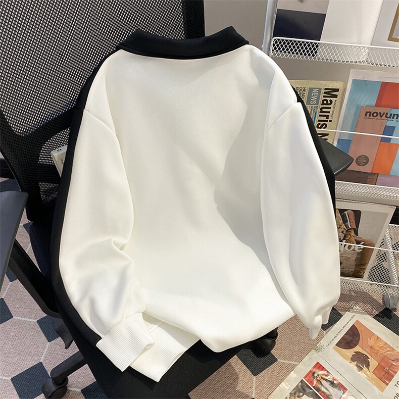 5590-P45潮牌学院风polo领情侣同款印花卫衣,女装卫衣/绒衫,星座617A-2