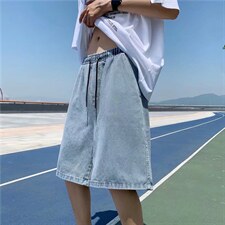 夏季高街短裤男生5分宽松薄款外穿港风潮流休闲五分中裤DK307-p33，男装牛仔裤，星座1008