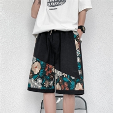 1港风大码M-5XL日系刺绣民族风潮五分裤男士中裤DK7791P45控69，男装牛仔裤，星座226-2