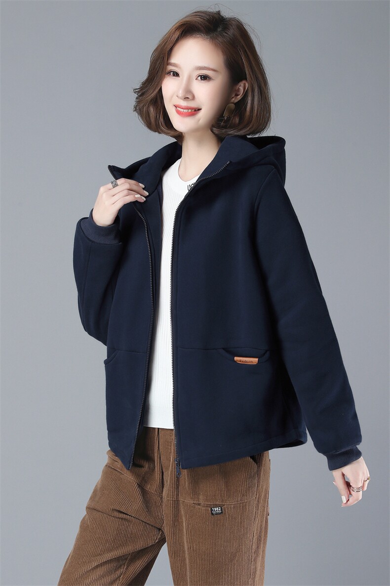 妈妈加绒卫衣外套中老年秋冬季2024新款棉衣洋气棉服女小棉袄,女装卫衣/绒衫,鑫鑫格