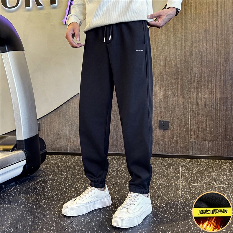 加绒加厚裤子男冬季2025新款宽松直筒运动裤A313-18019-P68，女装休闲裤，电商A313