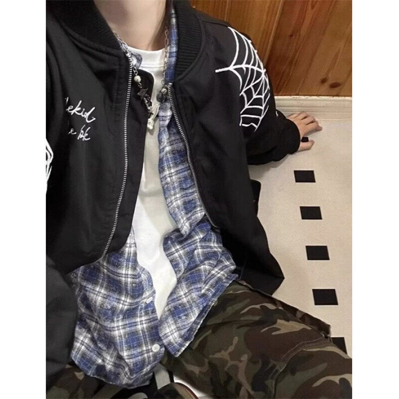 早春新款外套蜘蛛印花棒球服男女春秋宽松机车夹克上衣JK355,男装夹克,星座1116A（原606A-3）
