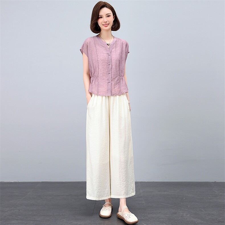 大方得体穿搭一整套2025新款套装女夏季洋气减龄显瘦阔腿裤两件套,女装套装/套裙,阿丹