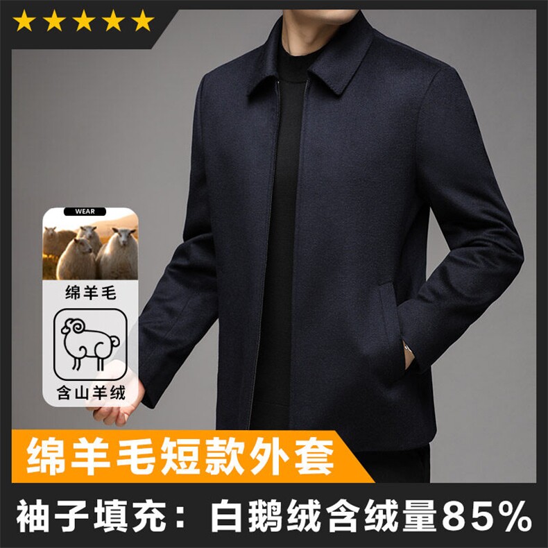 轻奢高货商场品质做工精细绵羊毛夹克袖子填充鹅绒图片
