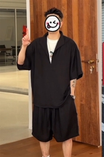 (网图慎用）特批P58无差价假两件潮流轻薄亚麻两件套装男TZ5355，男装休闲套装，电商A001-1