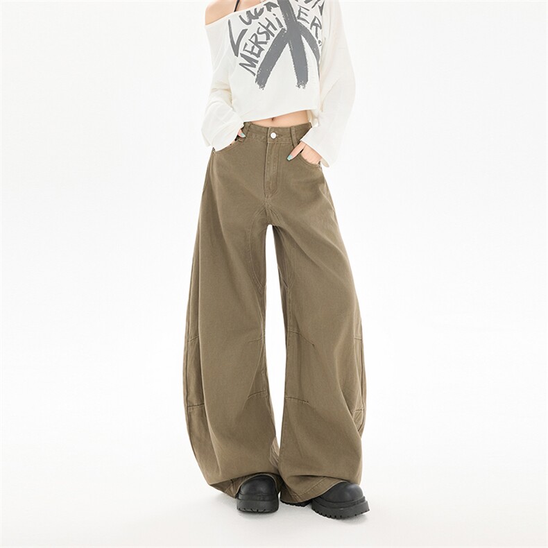 简约廓形弯刀牛仔裤男女宽松休闲cleanfit百搭裤子潮流YD9001-P65，男装牛仔裤，星座509