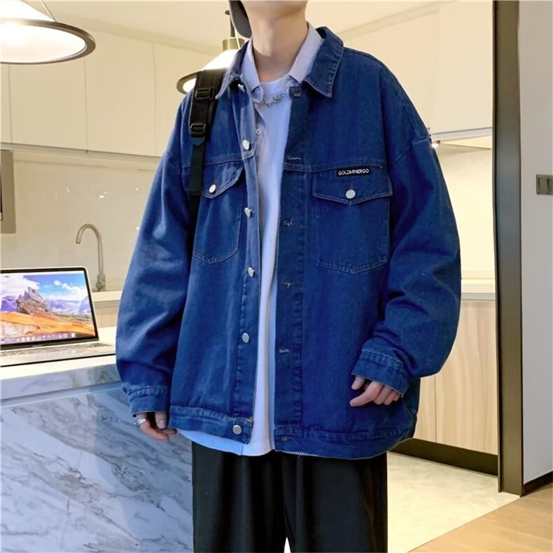 2023春秋季日系宽松休闲情侣男装牛仔夹克工装外套男 W3797-P58图片