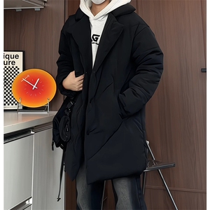 MY5082/P110冬季新男士中长款棉衣男宽松大码西服领棉服保暖棉袄图片