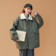 TP98N58毛呢羊羔毛棉服加绒加厚OVERSIZE韩版宽松上衣外套，男装棉衣，电商A170