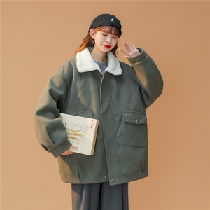 TP98N58毛呢羊羔毛棉服加绒加厚OVERSIZE韩版宽松上衣外套图片