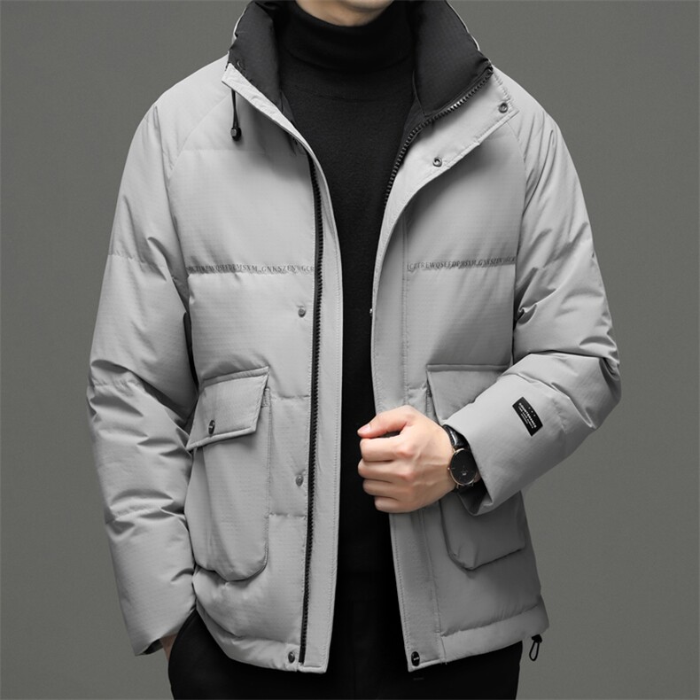 男装冬季新款加厚白鸭绒羽绒服中年男士商务休闲立领爸爸装外套图片