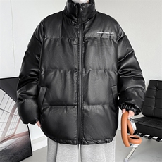 冬季字母印花皮棉衣男立领加厚男士棉服潮流棉袄A266-PY2101-P80，男装棉衣，电商A266