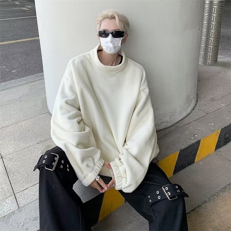 危机青年摇粒绒卫衣男秋冬季半高领日系宽松休闲WZ92-P45,男装卫衣,星座1109-3