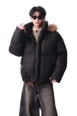 PU皮棉服男连帽毛领棉衣帽子可拆卸毛领可拆卸MF668-特P88无差价，男装棉衣，星座214-3
