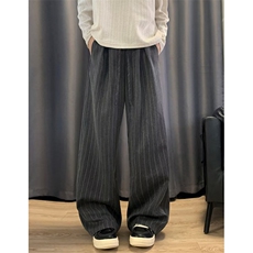 条纹裤子男夏季薄款亚麻裤宽松直筒裤棉麻休闲裤长裤KJ66，男装休闲裤，星座1116A（原606A-3）