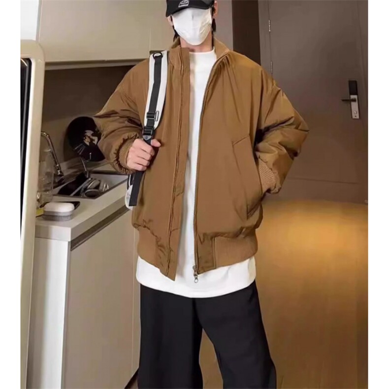 现货26春装美拉德立领飞行夹克纯色复古廓形高街棒球服外套,男装夹克,电商A486-1