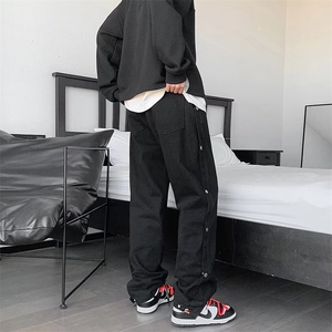 牛仔裤男宽松直筒裤NK436P45,黑色马裤怎样搭配图片