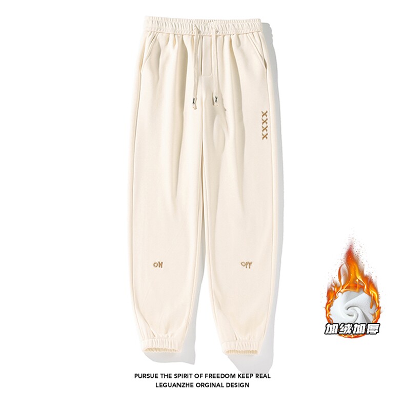 2025冬季新款白底大码加绒菠萝格刺绣卫裤M-5XHK23865-特P35，男装休闲裤，电商A022