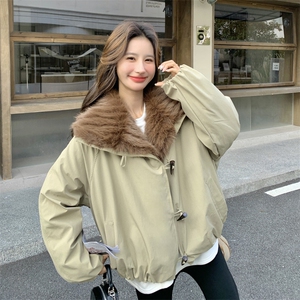 新款！保暖休闲大毛领派克服牛角扣工装外套2C133-6006-P255-K378图片