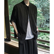 日系复古灯芯绒工装短袖衬衫男宽松休闲衬衣7108-P38，男装衬衫，电商B380（原B361）