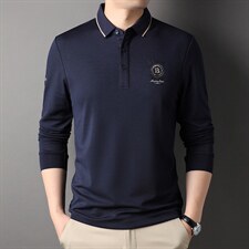 新款T恤春秋季2022中年男士商务休闲时尚潮流百搭宽松薄款上衣，男装T恤，电商B212（原钱塘6029）
