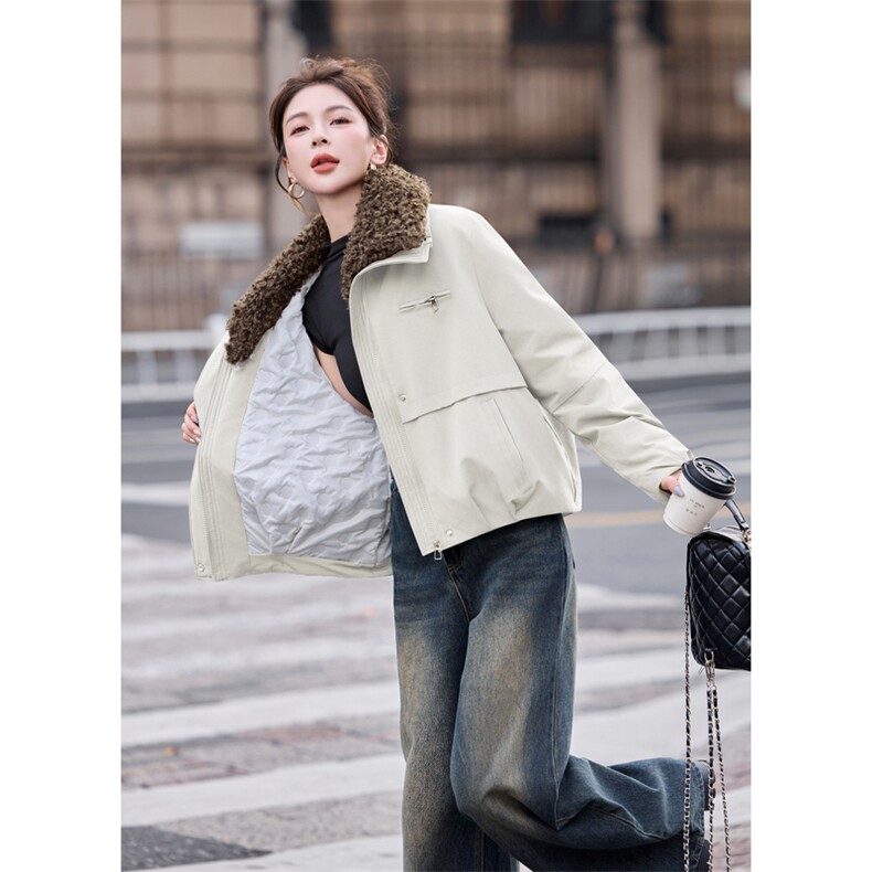 2025年时尚流行简约保暖派克服f带毛领冬季上市,女装棉衣/棉服,涵亦佰惠