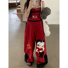 AK2264-P90美式复古背带裤女2026新款宽松休闲百搭阔腿长裤，男装休闲裤，星座617A-2